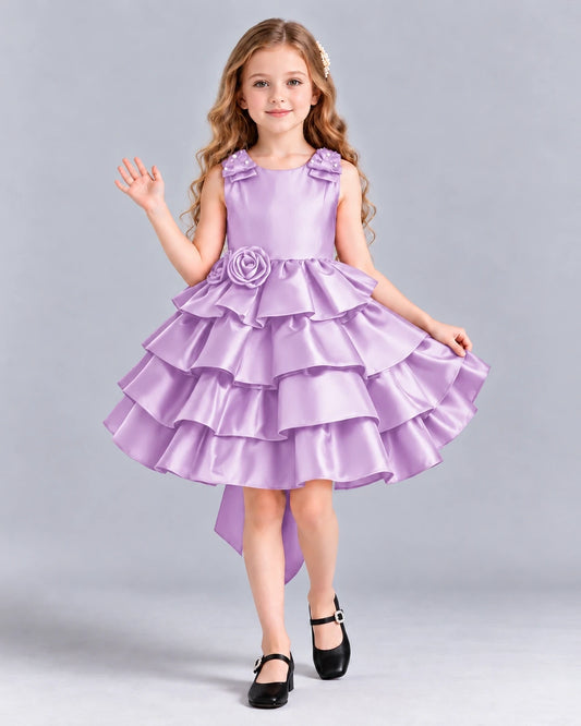 Lilac Ball Gown Girls Formal Dress Front