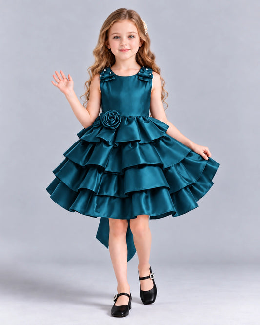 Teal Ball Gown Girls Formal Dress Front