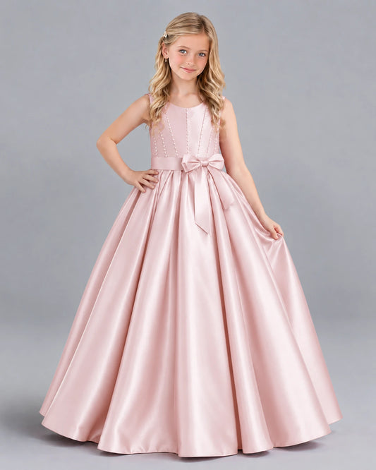Blush Pink Ball Gown Girls Formal Dress Front