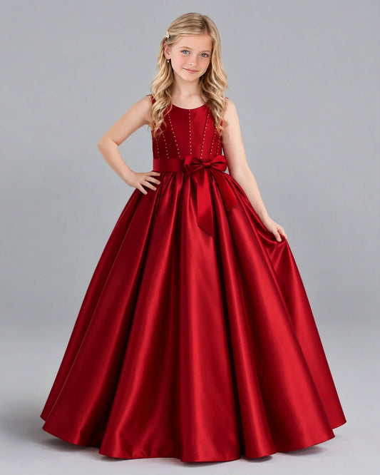 Burgundy Ball Gown Girls Formal Dress Front
