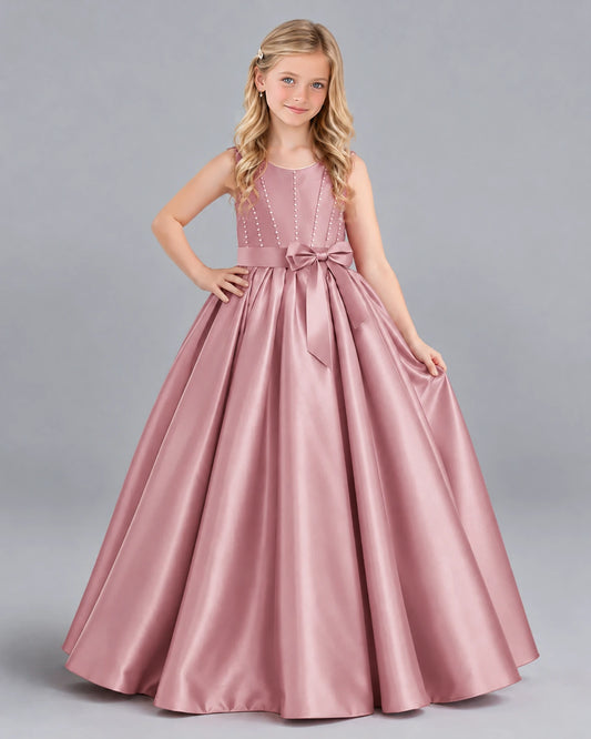 Dusty Rose Ball Gown Girls Formal Dress Front
