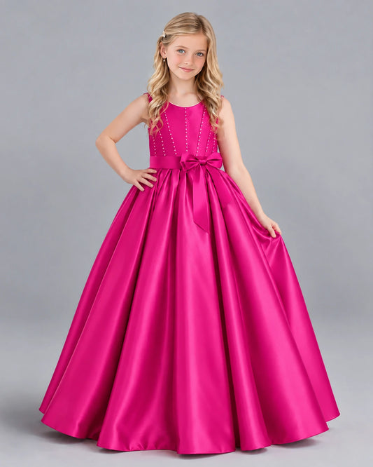 Hot Pink Ball Gown Girls Formal Dress Front