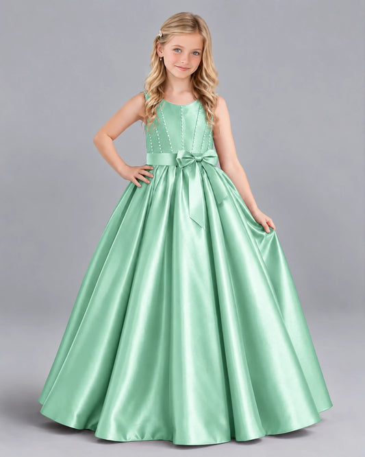 Mint Green Ball Gown Girls Formal Dress Front