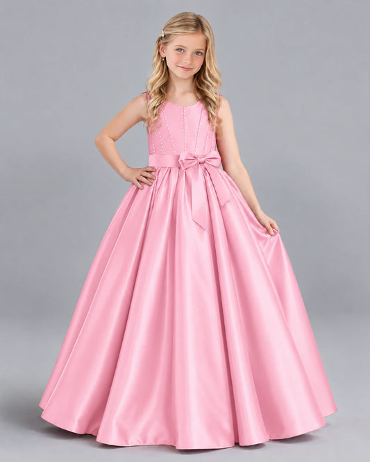 Pink Ball Gown Girls Formal Dress Front