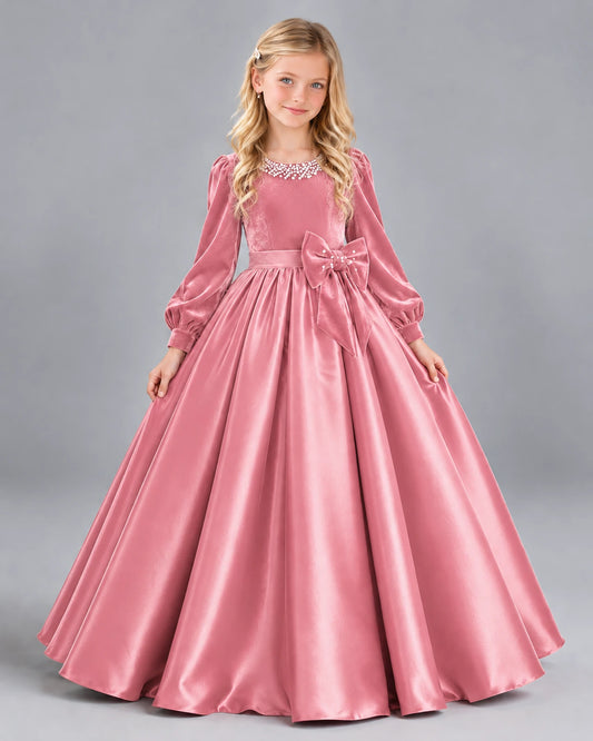 Pink Ball Gown Girls Formal Dress Front