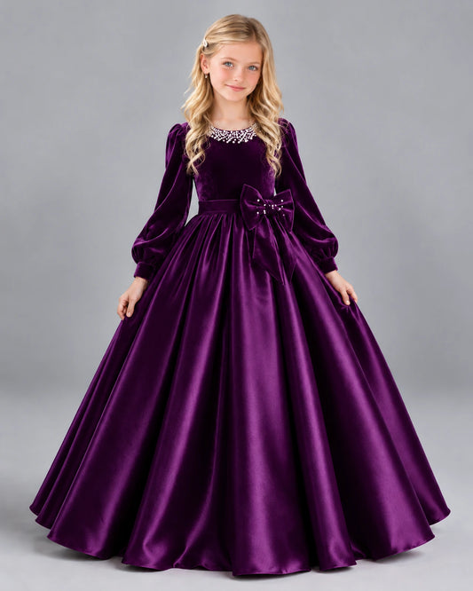 Purple Ball Gown Girls Formal Dress Front