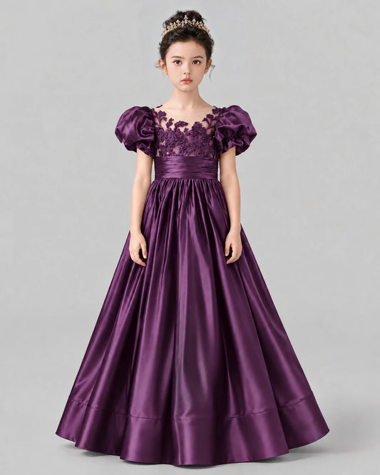 Grape Ball Gown Girls Formal Dress Front