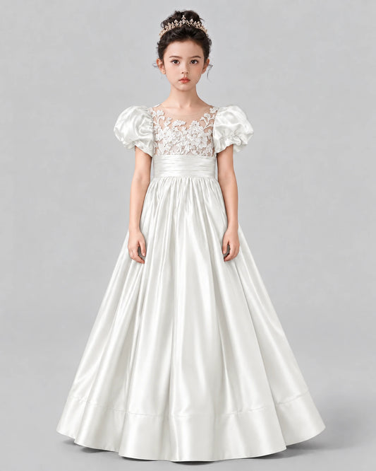 Ivory Ball Gown Girls Formal Dress Front