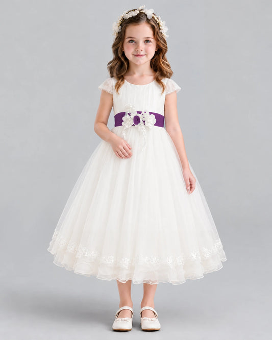 Grape Ball Gown Flower Girl Dress Front