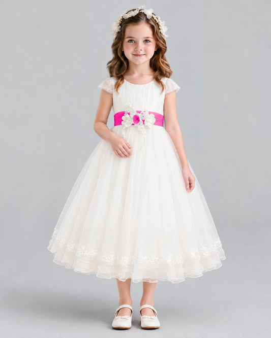 Hot Pink Ball Gown Flower Girl Dress Front