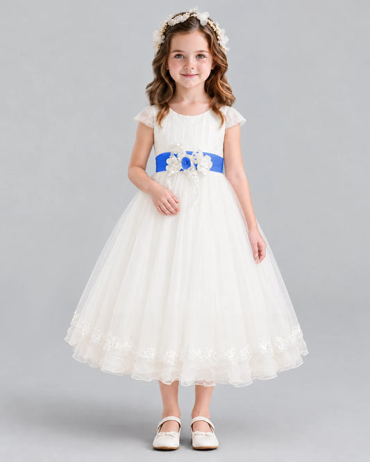 Royal Blue Ball Gown Flower Girl Dress Front