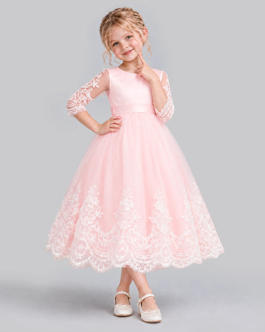 Pink Ball Gown Flower Girl Dress Front