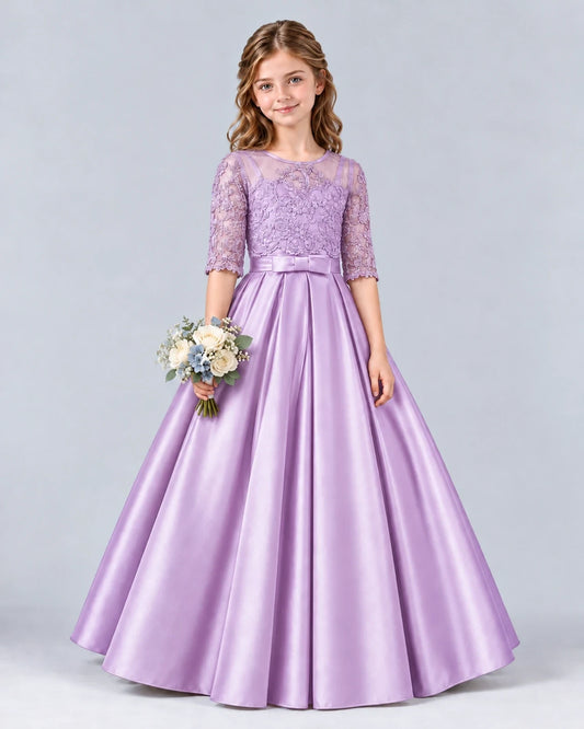 Lilac Ball Gown Junior Bridesmaid Dress Front