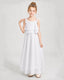 White Chiffon A-line Junior Bridesmaid Dress Front View