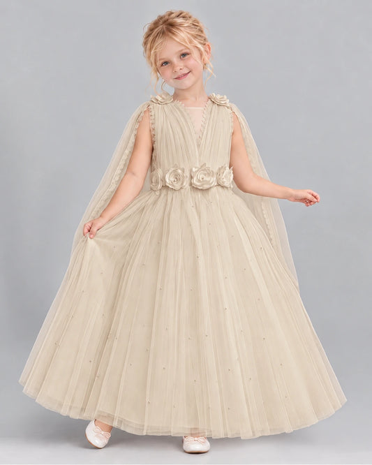 Champagne Ball Gown Flower Girl Dress Front