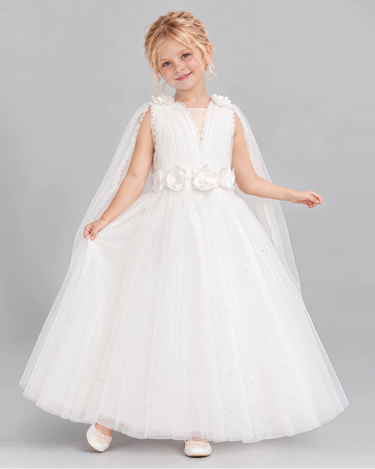 Ivory Ball Gown Flower Girl Dress Front
