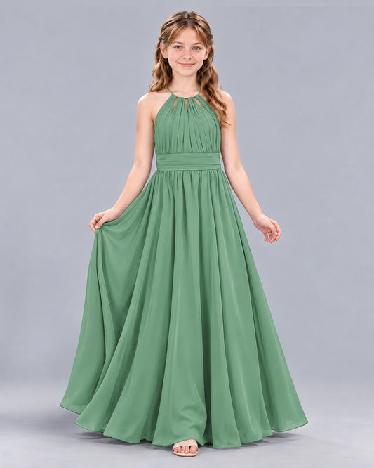 Eucalyptus A-line Junior Bridesmaid Dress Front