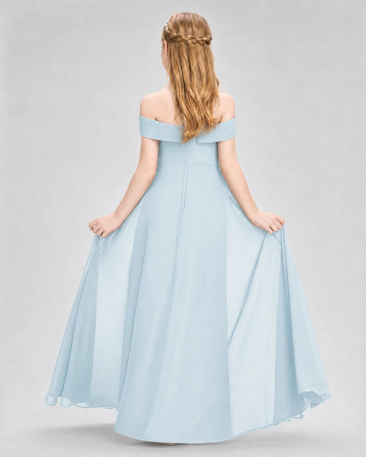 Dideyttawl Off the Shoulder Chiffon Junior Bridesmaid Dress