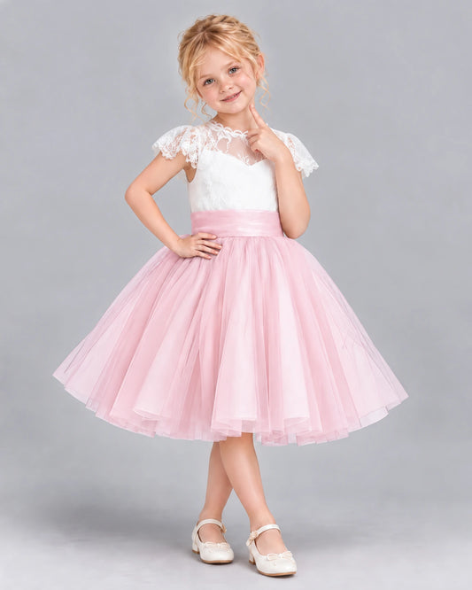 Pink Ball Gown Girls Formal Dress Front
