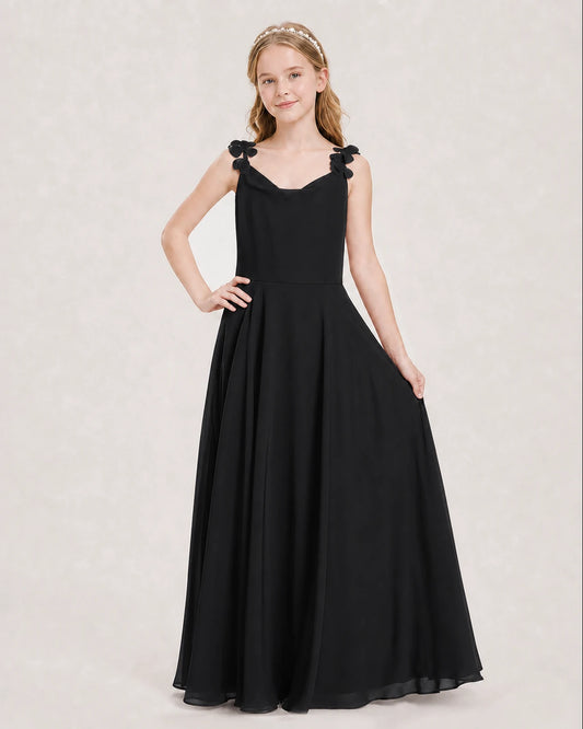 Black Ball Gown Junior Bridesmaid Dress Front