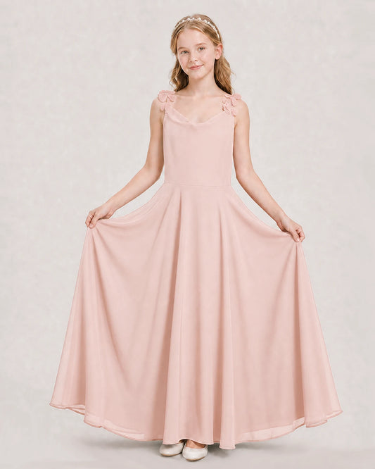 Blush Pink Ball Gown Junior Bridesmaid Dress Hem