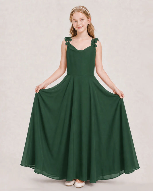 Emerald Green Ball Gown Junior Bridesmaid Dress Hem