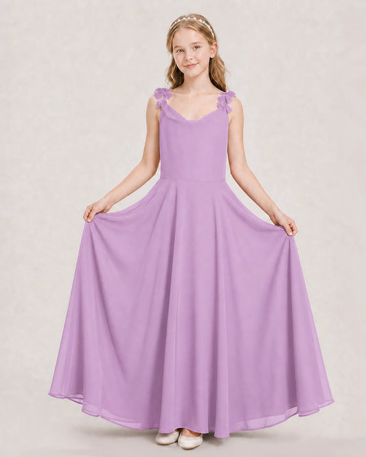 Lilac Ball Gown Junior Bridesmaid Dress Hem