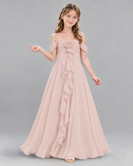 Blush Pink Ball Gown Junior Bridesmaid Dress Front