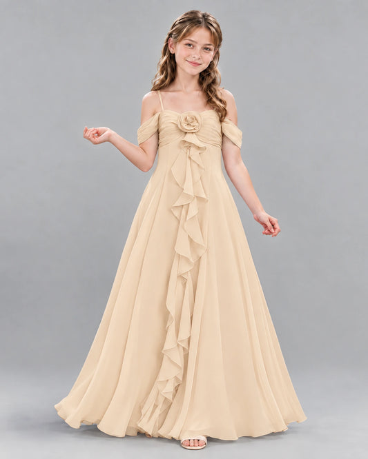 Peach Ball Gown Junior Bridesmaid Dress Front