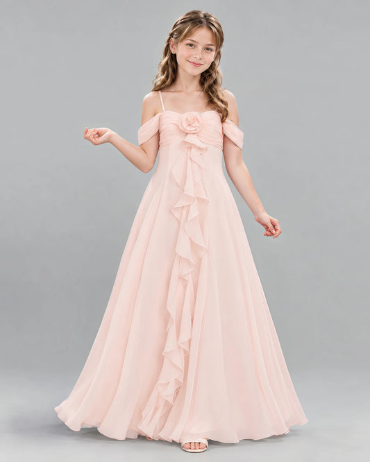 Pink Ball Gown Junior Bridesmaid Dress Front