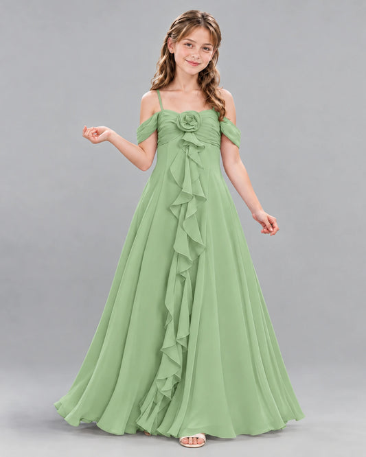 Sage Green Ball Gown Junior Bridesmaid Dress Front