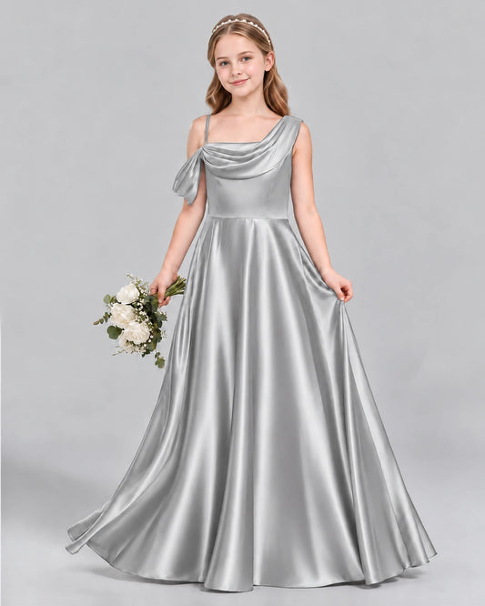 Silver Ball Gown Junior Bridesmaid Dress Front