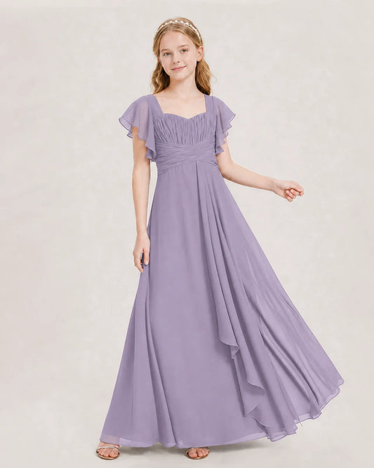 Wisteria Chiffon A-line Junior Bridesmaid Dress Front View