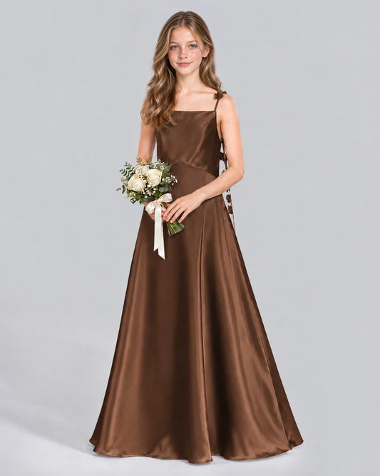 Chocolate A-line Junior Bridesmaid Dress Front