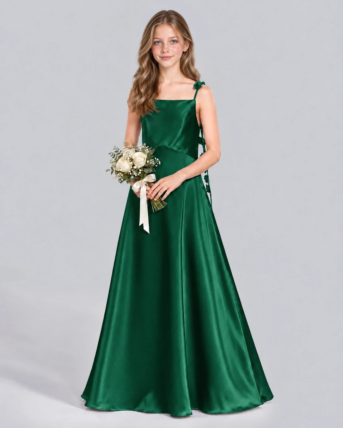 Dark Green A-line Junior Bridesmaid Dress Front