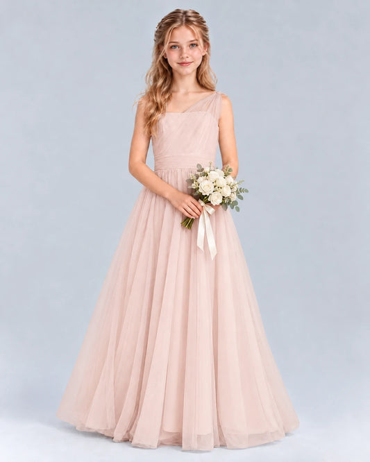 Blush Pink Ball Gown Junior Bridesmaid Dress Front
