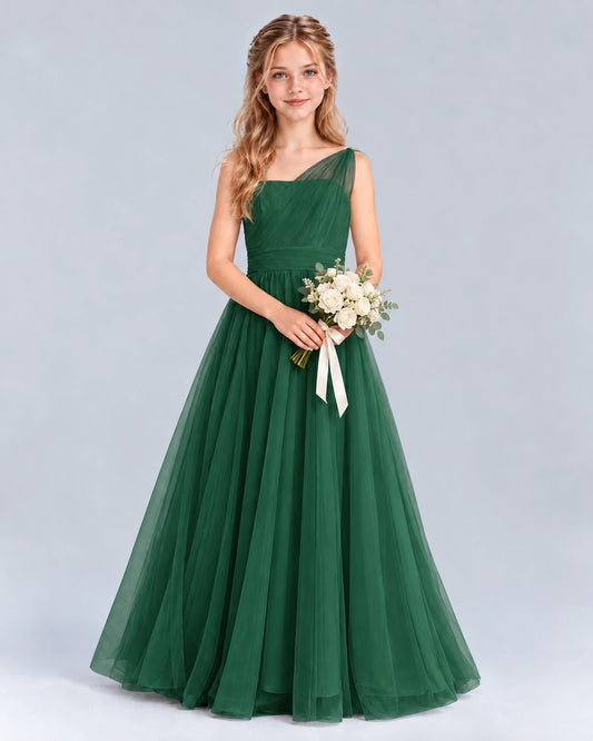 Dark Green Ball Gown Junior Bridesmaid Dress Front
