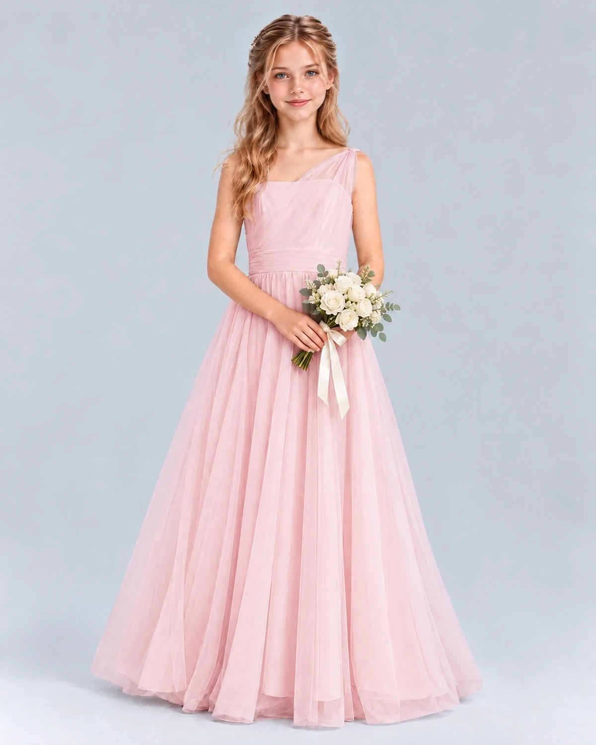 Pink Ball Gown Junior Bridesmaid Dress Front