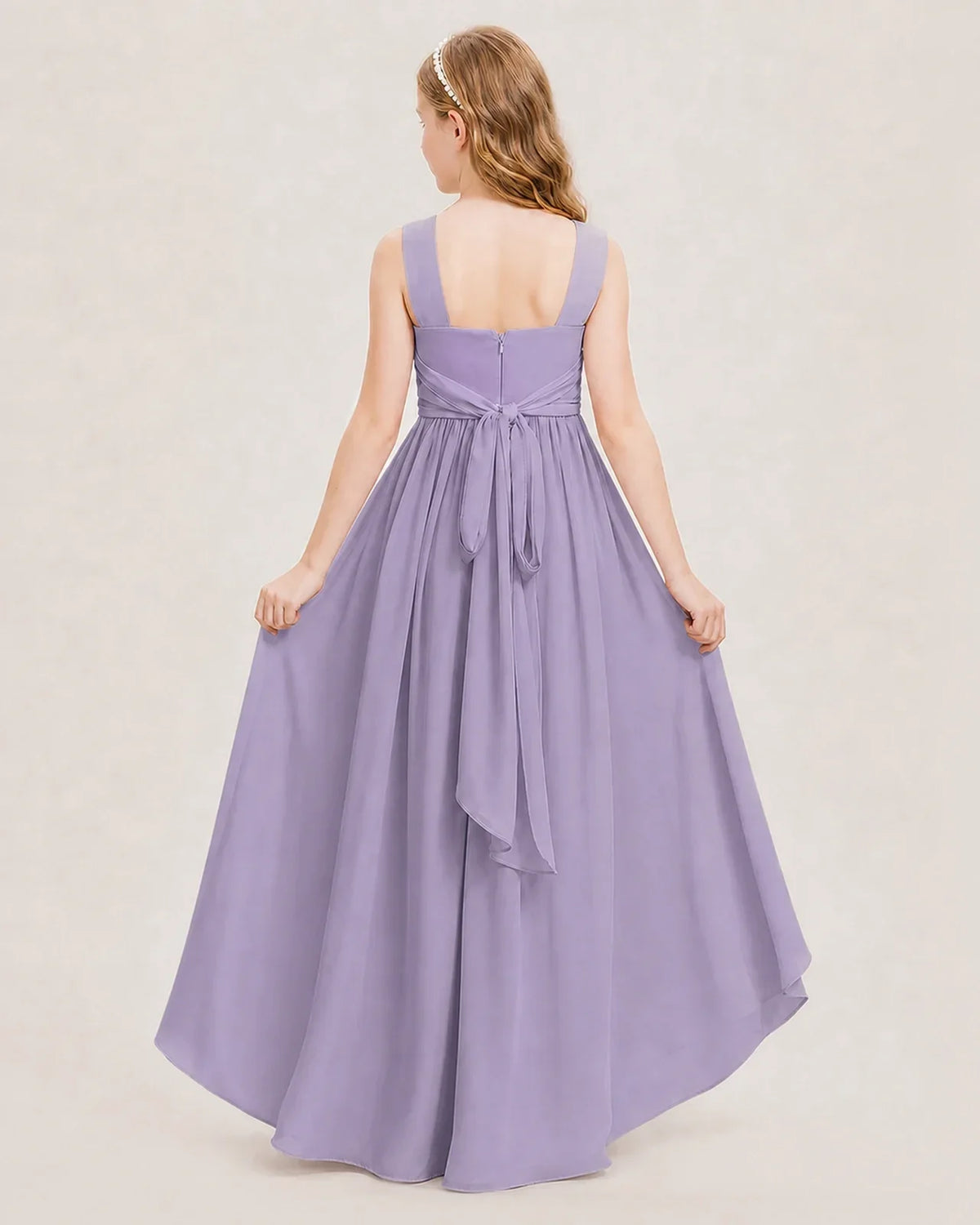 Wisteria Chiffon A-line Junior Bridesmaid Dresses Back View