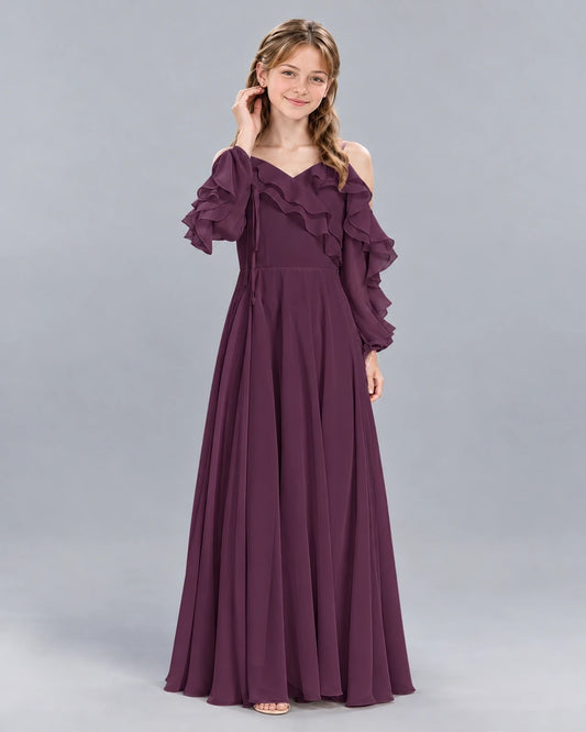 Grape A-line Junior Bridesmaid Dress Front