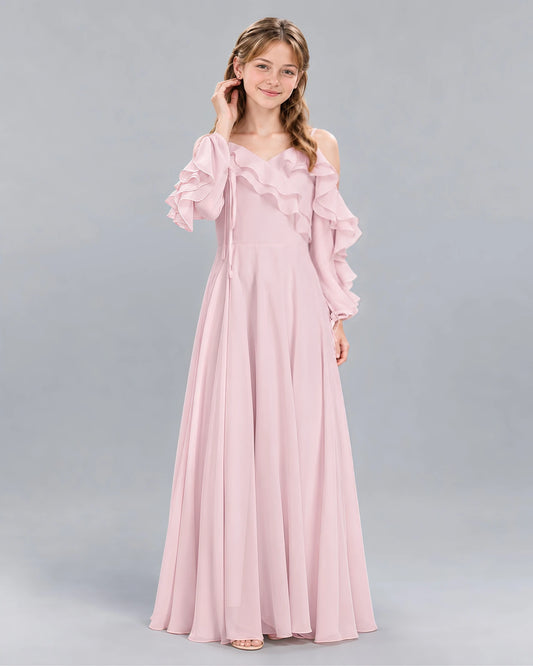 Pink A-line Junior Bridesmaid Dress Front