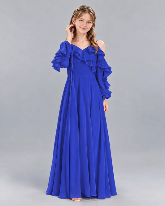 Royal Blue A-line Junior Bridesmaid Dress Front