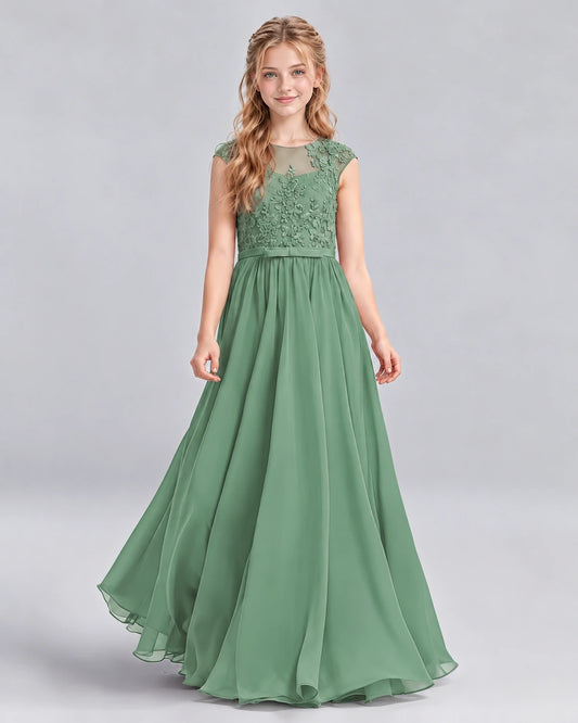 Eucalyptus A-line Junior Bridesmaid Dress Front