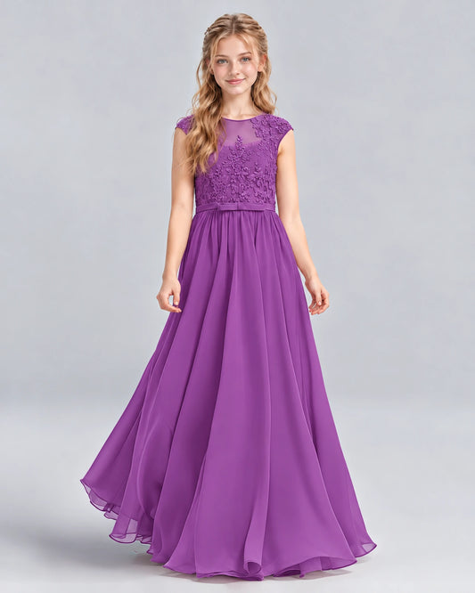 Purple A-line Junior Bridesmaid Dress Front