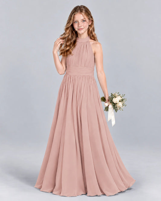 Dusty Rose A-line Junior Bridesmaid Dress Front