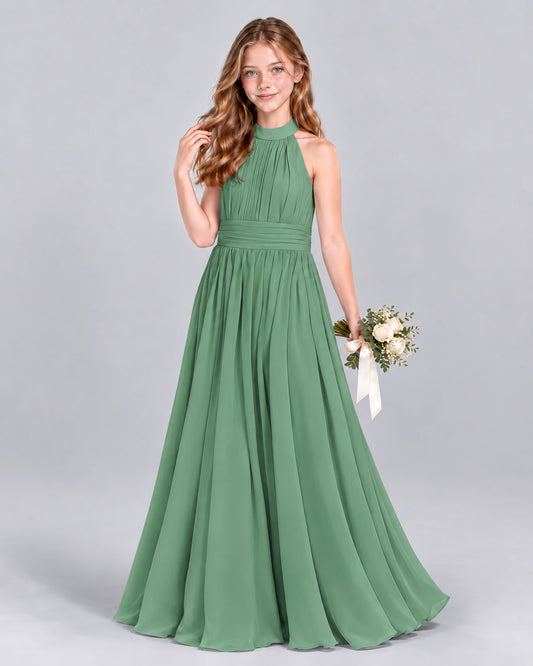 Eucalyptus A-line Junior Bridesmaid Dress Front