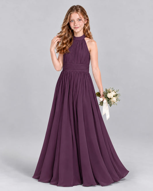 Grape A-line Junior Bridesmaid Dress Front