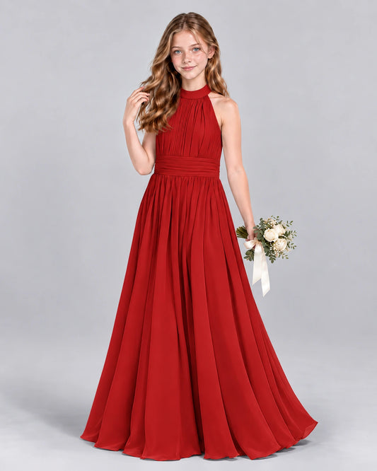 Red A-line Junior Bridesmaid Dress Front