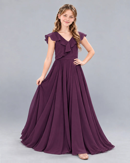 Grape A-line Junior Bridesmaid Dress Front
