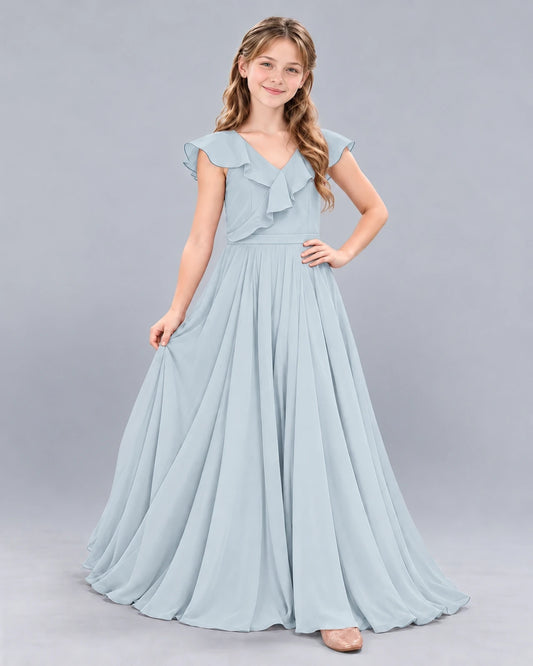 Mist A-line Junior Bridesmaid Dress Front